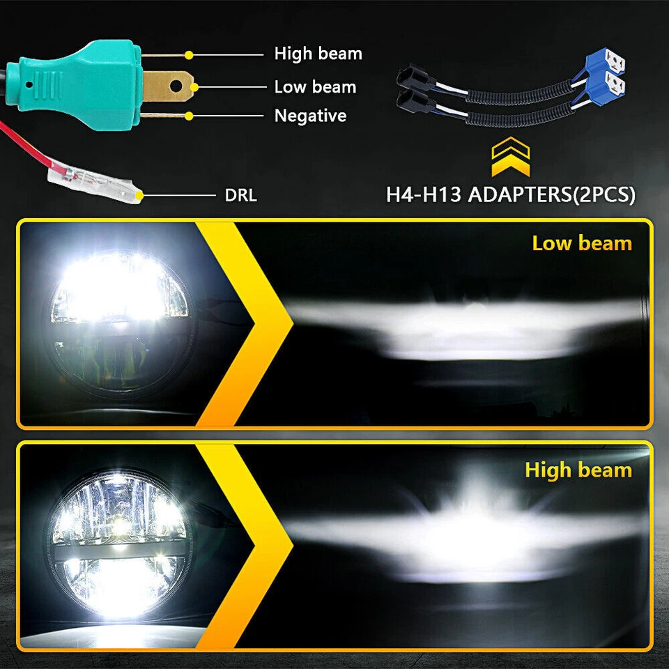 Круглая новейшая светодиодная фара для Jeep Wrangler JK LJ TJ CJ 7 дюймов с герметичным лучом - Изображение 4 из 4