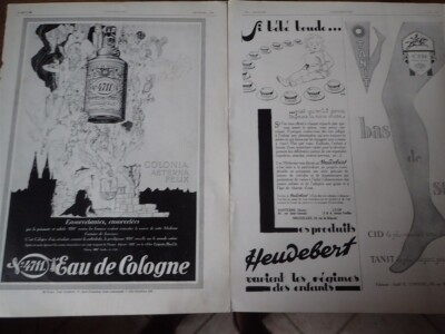 Eau de Cologne Nr. 4711 + HEUDEBERT + Seidenstrümpfe CID TANIT CORNUEL ILLUSTRATION 1929