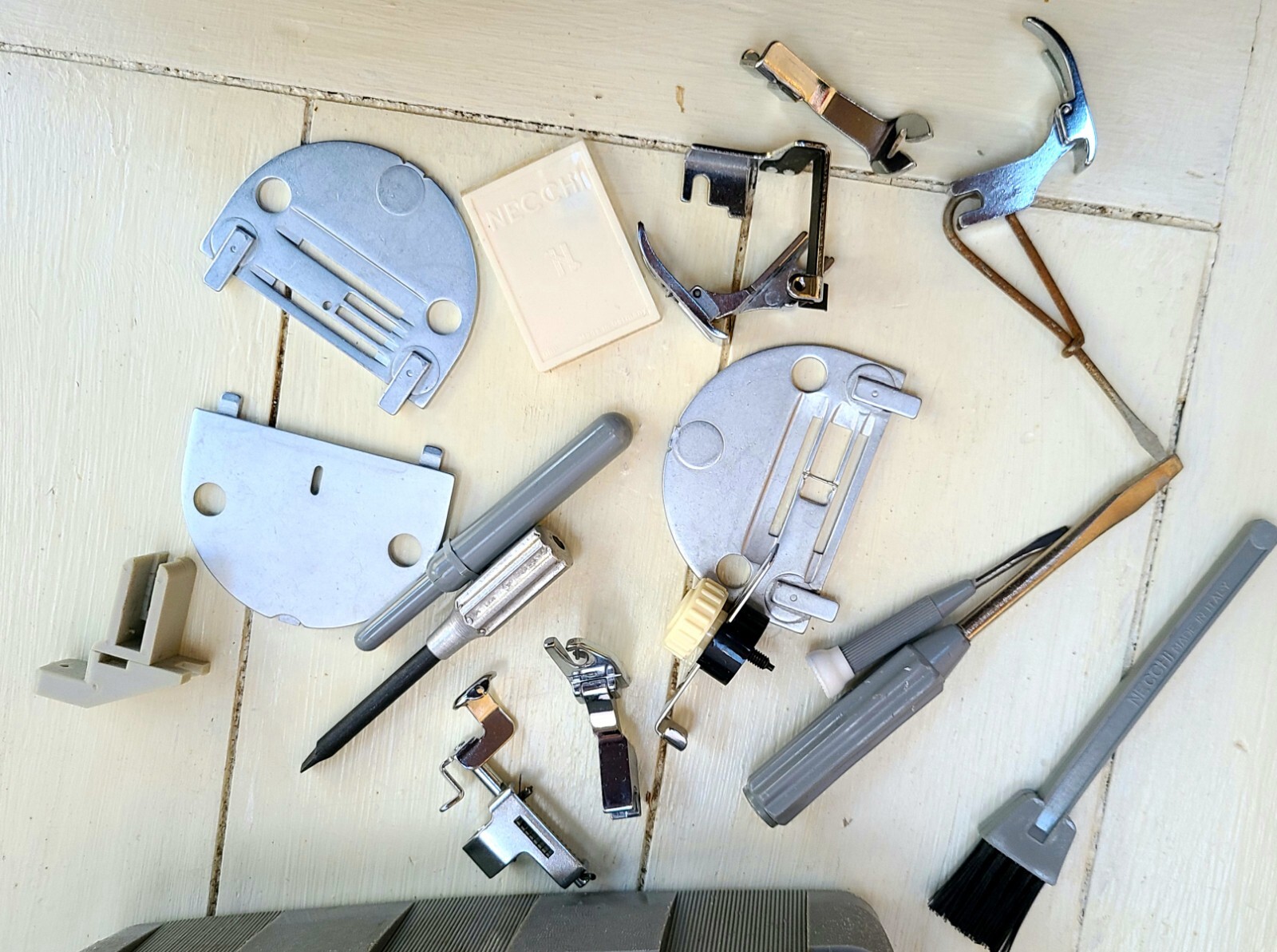 Vintage Necchi Sewing Machine w/ MANY Accessories Manual Attachments UNTESTED eBay
