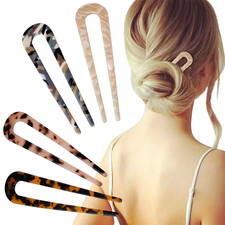 4.3Inch U Shaped Hair Fork Acetate Tortoiseshell French Hair Pin Colored 2 Prong