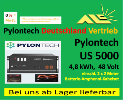 US5000 Pylontech 48V Batterie inkl. 2x2m Amphenol-Kabel, Rechnung mit 0% MwSt.