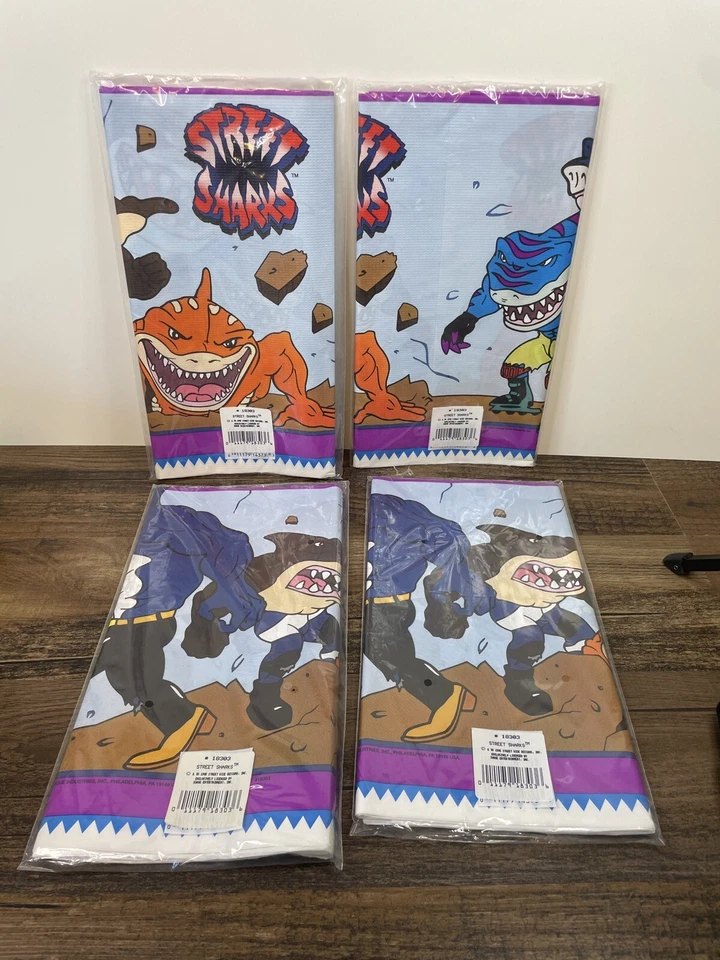 Lot Of 4 Vintage Street Sharks Party Paper Table Cloth Covers Birthday Cover - Image 4 of 4