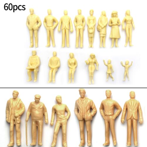 HO Scale Unpainted Figures for Train Sets 60 Pieces of Model People Accessories - Picture 1 of 24