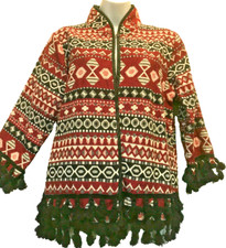 Nwt SACRED THREADS ethnic bohemian funky tapestry type cotton JACKET COAT TOP L