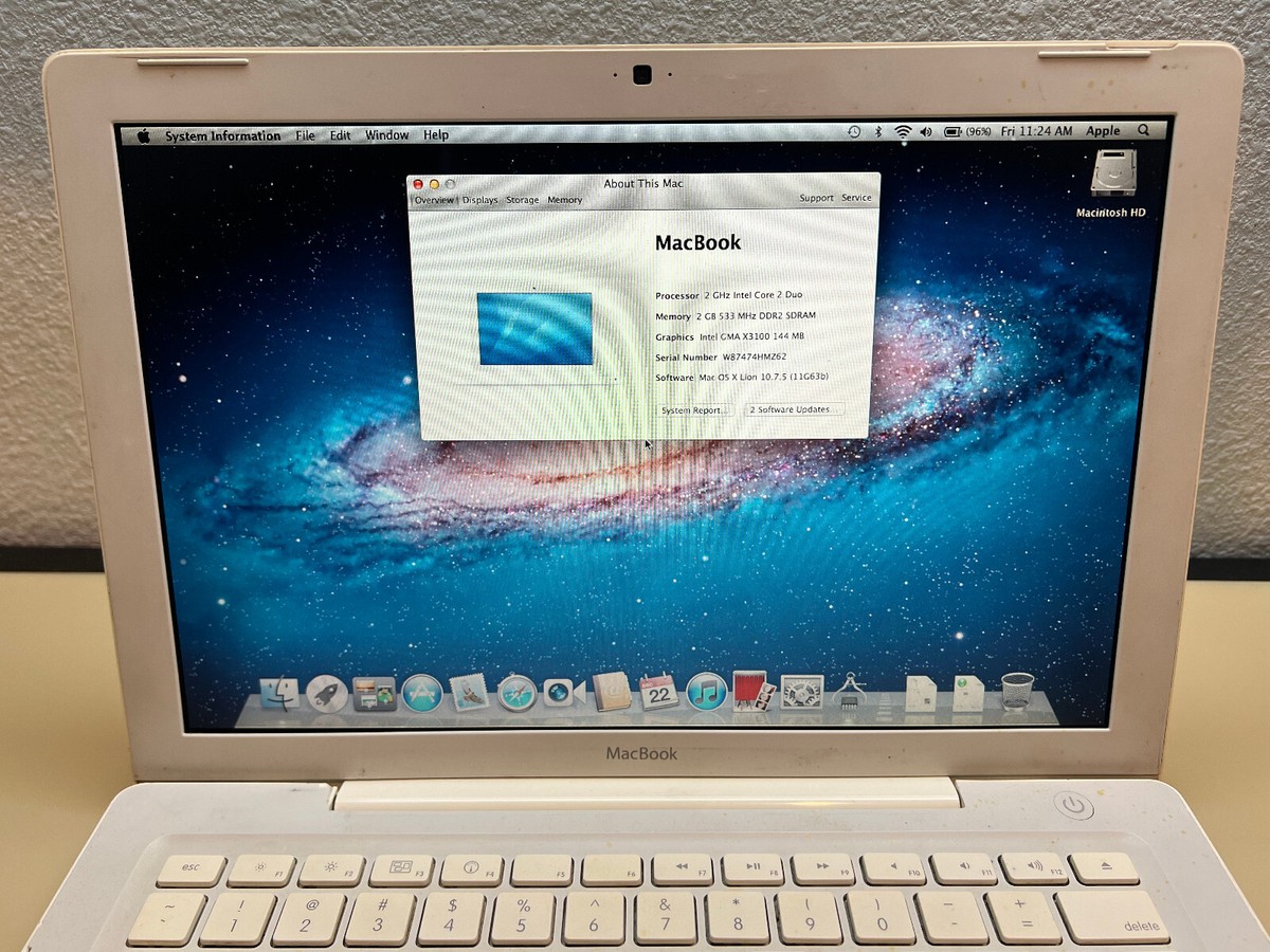 MacBook (13-inch, Late 2007) Core 2 Duo 2 GHz 2 GB Ram 80 GB Hard