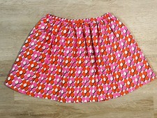 Mini Boden Skirt Girls 11-12 Red Pink Geometric Floral Lined Cotton Elastic