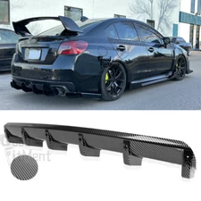 For Subaru WRX STI Carbon Rear Diffuser Shark 6 Fins Bumper Lip Splitter Spoiler