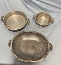 Vintage Guardian Cookware Pots Serving Dish Hammered Aluminum Lot of 3