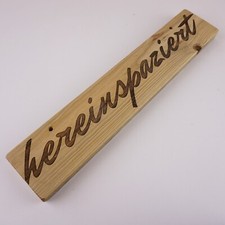 Vintage Holzschild Shabby Chic Wandschild "Hereinspaziert" aus Altholz, Unikat
