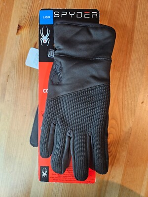 Spyder Core Conduct Winter Gloves - Insulated Unisex Black Gloves For Men & Women | Size Large