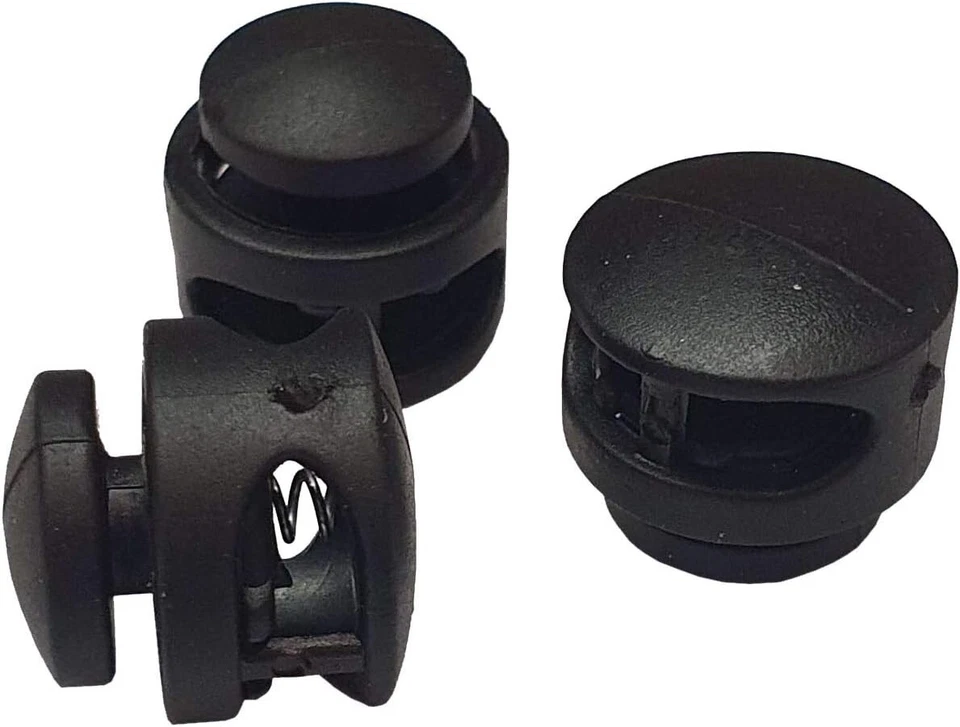 PERLIN 10 Kordelstopper 15x12mm Ø 3mm Kunststoff Schnur Bander Klemme Schloss R235