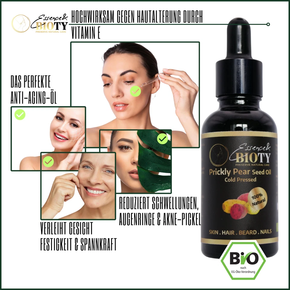 Kaktusfeigenkernöl Bio - Natürliche Pflege 100% rein & kaltgepresst. Anti-Aging, - Bild 2 von 4