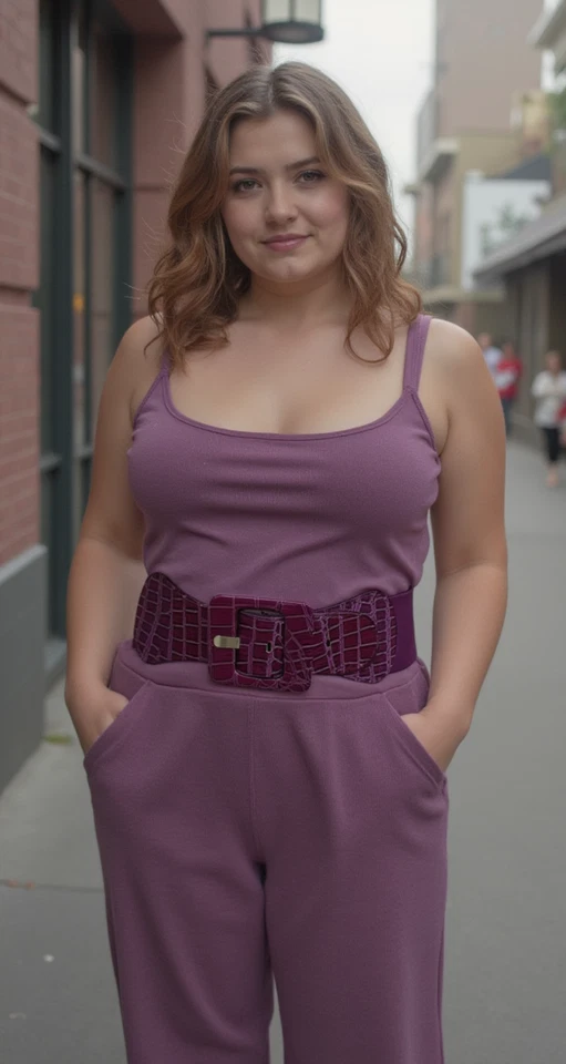 New Women Fashion Pink Purple Elastic Fabric Belt Square Buckle Hip Waist M L XL - Image 3 of 4