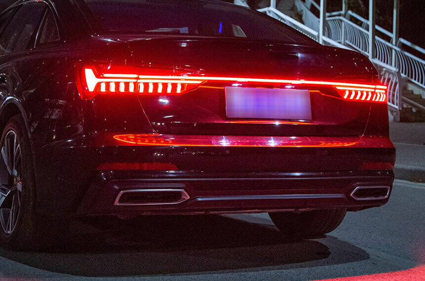 For Audi A6 2019-2022 Gloss Black Rear Trunk Tail Light Lamp Led