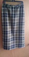 Vtg Sag Harbor Straigh/Pencil Maxi Skirt Black/Olive/Bege Plaid Unlined Size 8