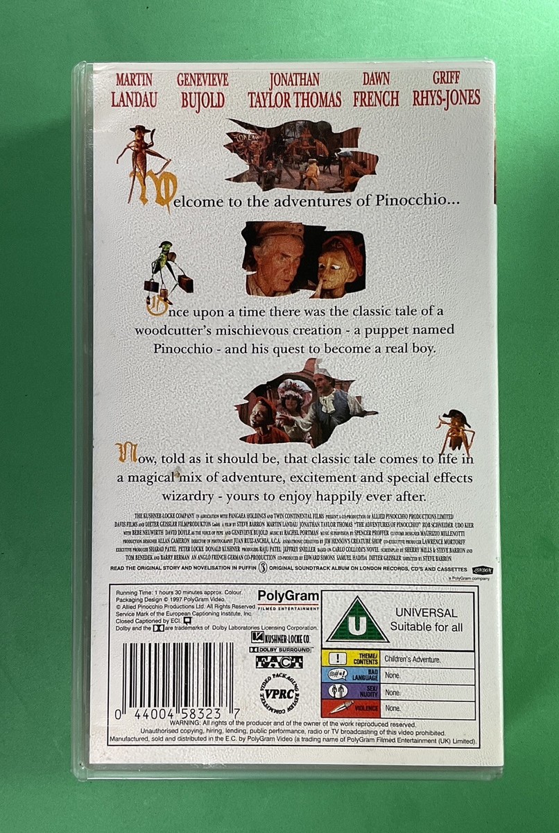 The Adventures of Pinocchio 1996 VHS Video | eBay UK