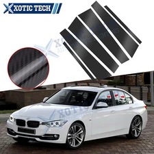 6pc Carbon Fiber Window Pillar Decal Set Door Trim For BMW 3 Series F30 13-2018