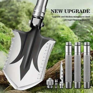Folding Multi--Function Camping Hiking Shovel Stainless Steel with Fire Starter