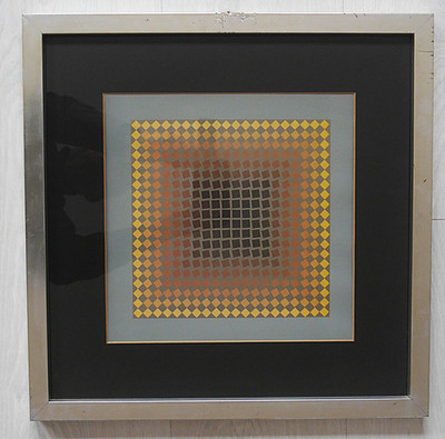 Victor Vasarely - Serie:  SZ et Goyo CTA-105.A  SIEBDRUCK - Rahmen:  ca 42x42 cm