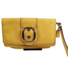 Coach Bleecker Yellow Patent Leather Long Wallet Wristlet Vintage Western Boho