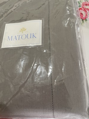 $450 Matouk Italy New 1pc F/Q Flat Sheet 100% Linen Roman Platinum (3) Sold