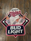 Vintage 1993 Bud Light Beer  Minnesota Twins Embossed Tin Metal Beer Sign