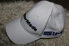 TAYLORMADE SIM TP5 ADULT MENS GOLF HAT A-FLEX ADJUSTABLE CAP WHITE S/M SMALL NEW