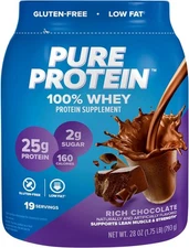 Pure Protein 100% Whey Protein Powder, Rich Chocolate, 25 g Protein, 1.75 lb ...
