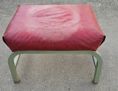 Vintage Hard Mfg Lifelong MCM Foot Stool Ottoman Buffalo NY Red Vinyl Industrial