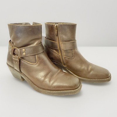 Sun + Stone Womens Pheobie Brown Leather Harness Ankle Boots Size 8