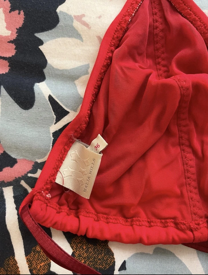Malia Mills Red Pamela Triangle Bikini Top Size 30 - Image 3 of 3