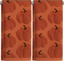 2 Pack Hand Towels Fall Pumpkin Thanksgiving Rust Bathroom Decorative Towels Set