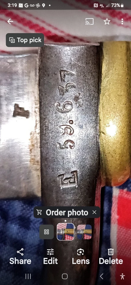 Faca de campo militar 1868 (francês-mais provável). com assinatura de soldado gravada - Imagem 4 de 4