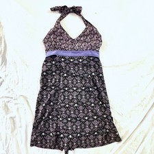 Athleta Purple Geometric Tribal Print Halter Empire Waist Sun Dress 6P Petite