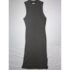Madewell Midi Dress Women Size M Black White Striped Ribbed Wool Blend G7984