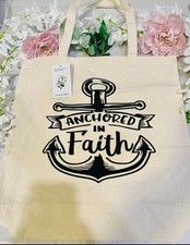 Faith Inspired Canvas bag -   Anchored In Faith  LARGE CAPACITY  DURABILITY