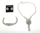 Vtg Clear Rhinestone Costume Jewelry Necklace Bracelet Earring - NO RESERVE! - 2