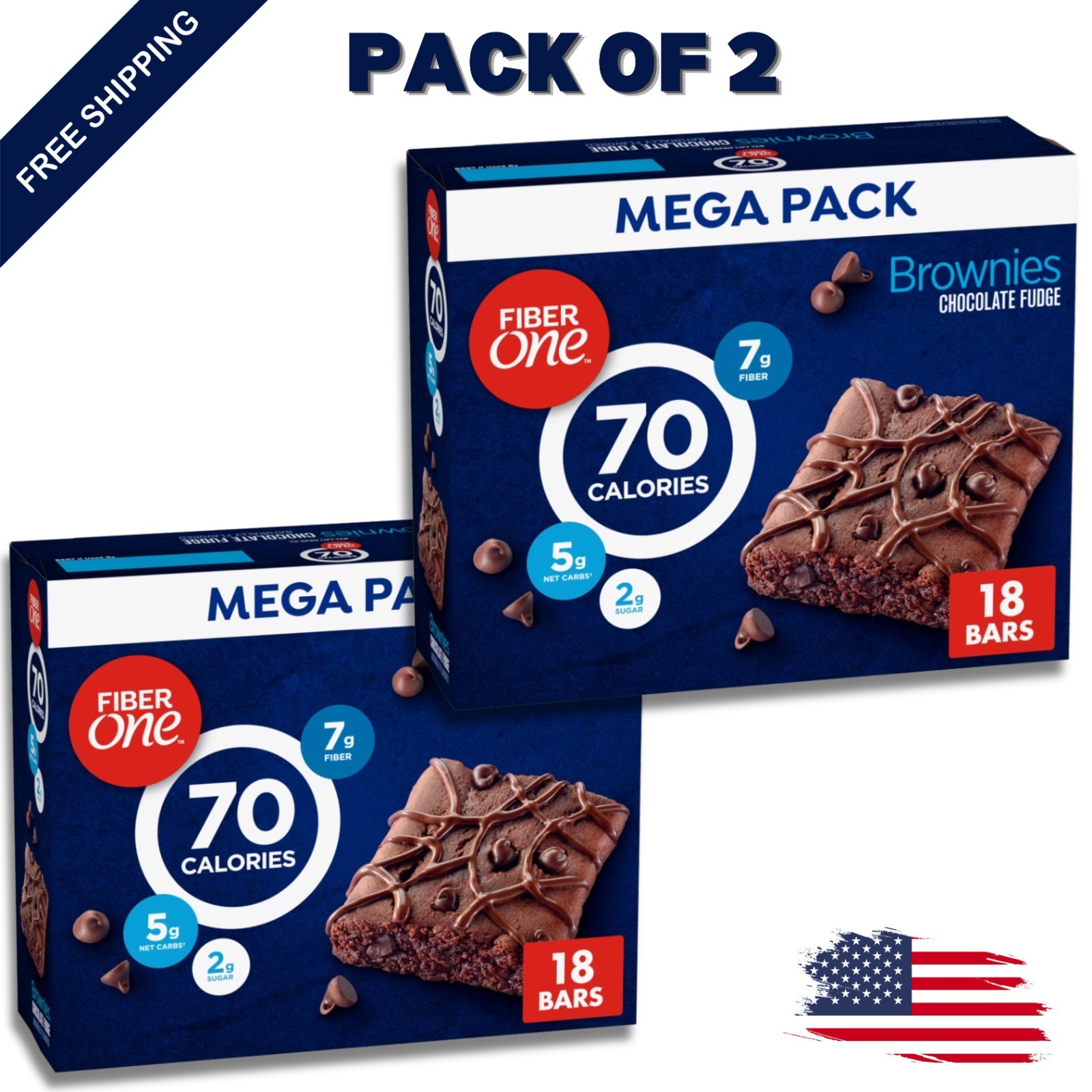 Fiber One 70 Calorie Brownies,Chocolate Fudge,Snack Bars,Mega Pack,36 Bars,16 oz