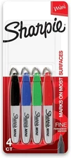 Sharpie Mini Permanent Markers, Fine Point, 4 Count (Pack of 1), Assorted 