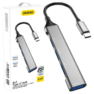 DUDAO HUB 4IN1 USB-C FÜR MACBOOK PRO 4X USB-A 3.0 2.0 KOMPATIBEL MIT LAPTOP