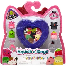 Squishmallows VALENTINE'S SQUISH-A-LONGS 4 Mini Squish & PURPLE Heart Case
