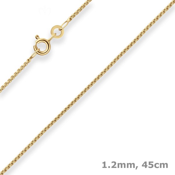 1,2Mm Veneziakette Rund Collier Halskette Aus 375 Gold Gelbgold 45Cm-image