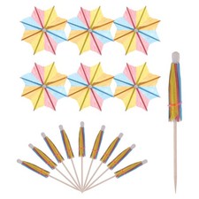 50 Pcs Octagon Drink Umbrellas Cocktail,3.9 Inch Cocktail Picks Colorful