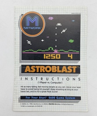 MANUAL ONLY Astroblast for Atari 2600 Vintage 1982 GUC FREE S&H NO TRACKING