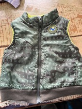 Nannette Kids Jurassic Era Rex Puffer Vest Camo, Lime Green Lined Size 3T