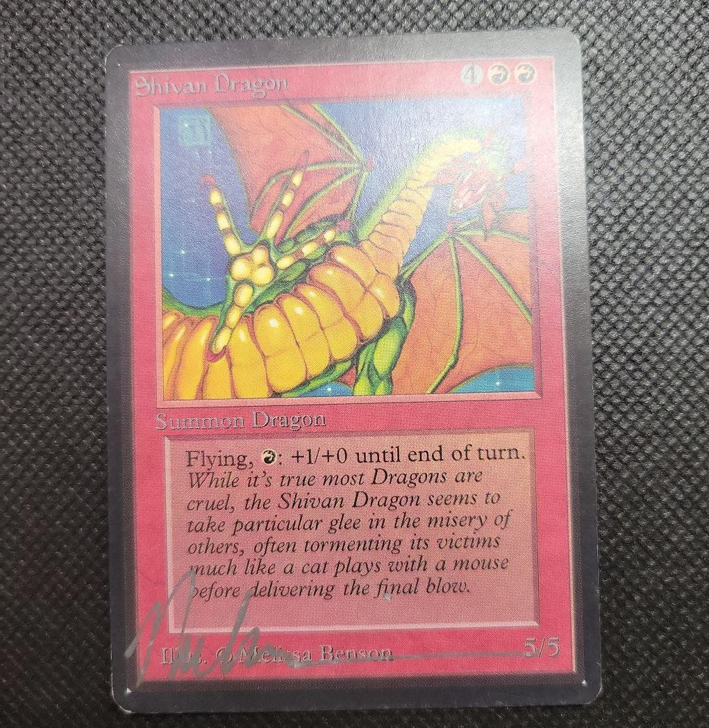 MTG Shivan Dragon Beta Black Border English Signed Melissa Benson Dragon JPN