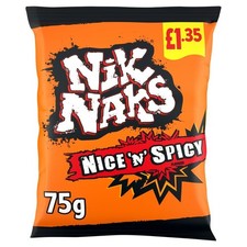 Nik Naks Nice 'N' Spicy Crisps 20 x 75g Orange PMP