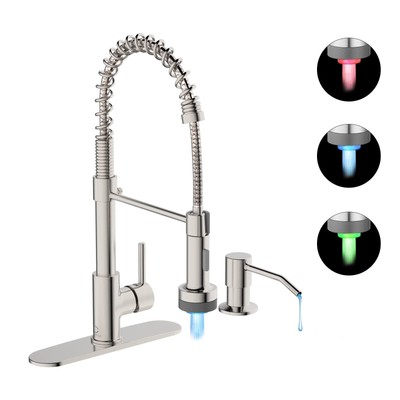 Kitchen Faucet with LED Light,Kitchen Faucet with Soap Dispenser,Faucet for C...