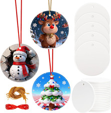 25 PCS 3'' Sublimation Ornament Blanks Ceramic Sublimation Christmas Ornaments B