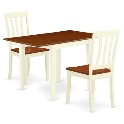 East West Furniture Norden 3-piece Dining Table Set in Buttermilk and Cherry